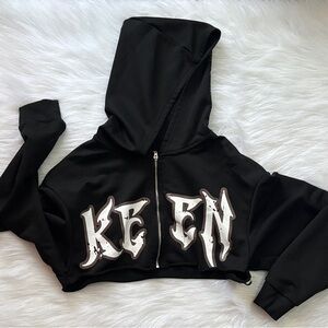 Black Cropped Hoodie Jacket